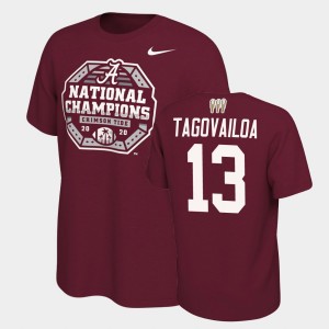#13 Tua Tagovailoa Bama Crimson Mens T-Shirt 2020 National Champions 3X CFP 941422-490