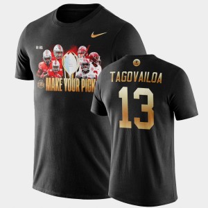 #13 Tua Tagovailoa Alabama Black Mens T-Shirt 2021 National Championship Make Your Pick Matchup 915344-305