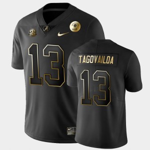#13 Tua Tagovailoa University of Alabama Black Mens Jerseys 2021 Rose Bowl Golden Edition 765357-532