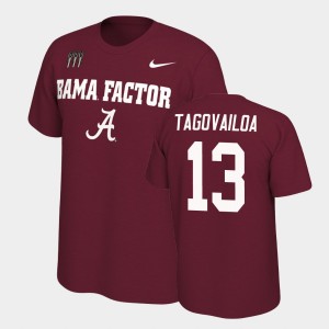 #13 Tua Tagovailoa University of Alabama Crimson Mens T-Shirt College Football Mantra 102846-794