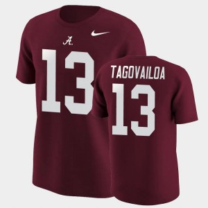 #13 Tua Tagovailoa University of Alabama Crimson Men T-Shirt College Football Name & Number 830179-851
