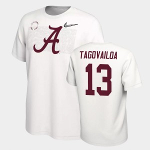 #13 Tua Tagovailoa Bama White Men T-Shirt College Football Playoff 800590-373