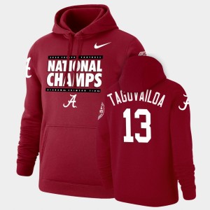 #13 Tua Tagovailoa Crimson Crimson Men Hoodie 2020 National Champions Pullover 746870-343