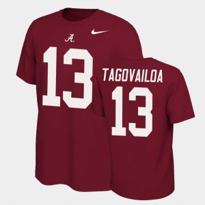 #13 Tua Tagovailoa Roll Tide Crimson Mens T-Shirt Name and Number Name & Number Retro 346877-100
