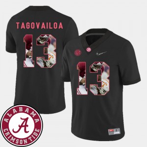 #13 Tua Tagovailoa Crimson Black Men Jerseys Pictorial Fashion Football 849874-321