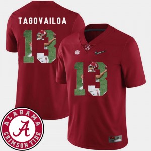 #13 Tua Tagovailoa Alabama Crimson Men Jersey Pictorial Fashion Football 360686-684