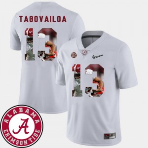 #13 Tua Tagovailoa University of Alabama White Men Jerseys Pictorial Fashion Football 453491-981