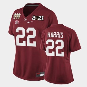 #22 Najee Harris Bama Crimson Women's Jerseys 3X CFP National Championship Special Edition 773117-848