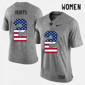 #2 Jalen Hurts Crimson Gray Women's Jerseys US Flag Fashion University 219335-530