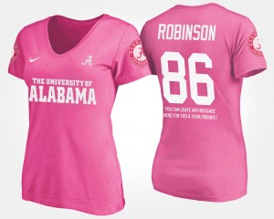 #86 A'Shawn Robinson Roll Tide Pink Women's T-Shirt Name and Number With Message 958507-681