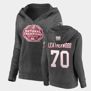 #70 Alex Leatherwood Roll Tide Charcoal Womens Hoodie 2020 National Champions Pullover V-Neck 646256-574