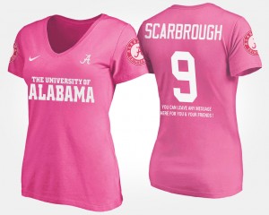 #9 Bo Scarbrough Roll Tide Pink Womens T-Shirt Name and Number With Message 295665-914