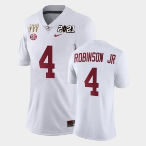 #4 Brian Robinson Jr. University of Alabama White Women's Jerseys 3X CFP National Championship Limited 448402-977