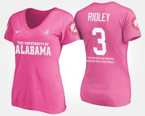 #3 Calvin Ridley The Tide Pink Women's T-Shirt Name and Number With Message 461232-967