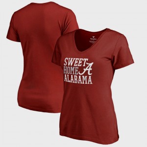 Roll Tide Crimson Women T-Shirt Bowl Game Hometown Collection Sweet Home Alabama V-Neck 584037-750