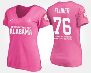 #76 D.J. Fluker Roll Tide Pink Womens T-Shirt Name and Number With Message 984105-940