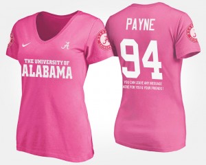 #94 Da'Ron Payne Roll Tide Pink Women T-Shirt Name and Number With Message 376016-976