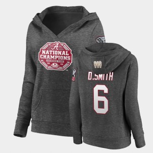 #6 DeVonta Smith Alabama Charcoal Womens Hoodie 2020 National Champions Pullover V-Neck 304762-105
