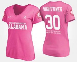 #30 Dont'a Hightower The Tide Pink Women's T-Shirt Name and Number With Message 491336-675
