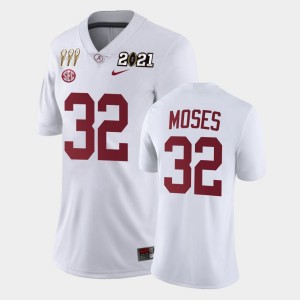 #32 Dylan Moses Alabama White Womens Jerseys 3X CFP National Championship Limited 473002-439