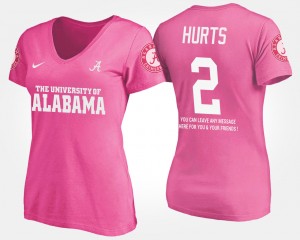 #2 Jalen Hurts Bama Pink Women's T-Shirt Name and Number With Message 850771-501