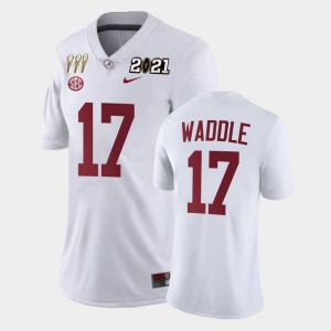 #17 Jaylen Waddle Bama White Women Jerseys 3X CFP National Championship Limited 405958-312