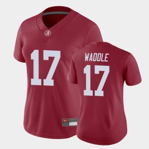 #17 Jaylen Waddle Alabama Crimson Tide Crimson Women's Jersey Game Alumni 723074-418