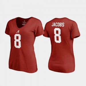 #8 Josh Jacobs Roll Tide Crimson Women's T-Shirt College Legends V-Neck Name & Number 722814-827