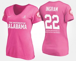 #22 Mark Ingram Crimson Pink Womens T-Shirt Name and Number With Message 222005-940