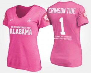 #1 Alabama Pink Women T-Shirt Name and Number No.1 Short Sleeve With Message 469705-116