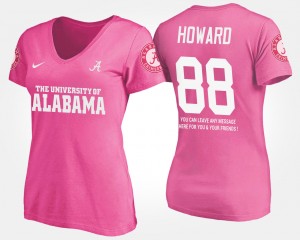 #88 O.J. Howard Alabama Crimson Tide Pink Womens T-Shirt Name and Number With Message 878251-280