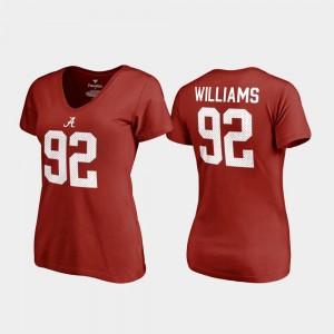 #92 Quinnen Williams Crimson Crimson Womens T-Shirt College Legends V-Neck Name & Number 739568-421