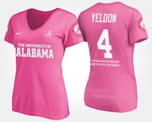 #4 T.J. Yeldon The Tide Pink Women's T-Shirt Name and Number With Message 328173-530